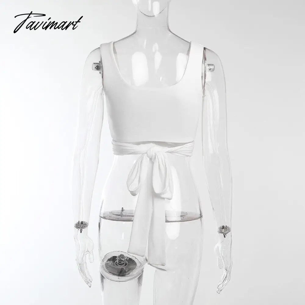 Summer Women Wrap Crop Top Basic Tee Bandage Sling Backless Vest Sexy Fashion For Ladies