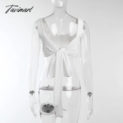 Summer Women Wrap Crop Top Basic Tee Bandage Sling Backless Vest Sexy Fashion For Ladies