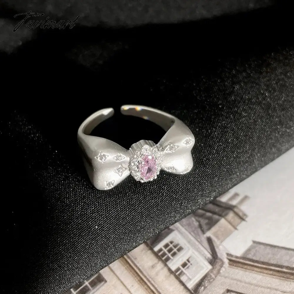 Sweet Zircon Star Bow Open Rings For Women 2024 New Luxury Fashion Designers Jewelry Ring