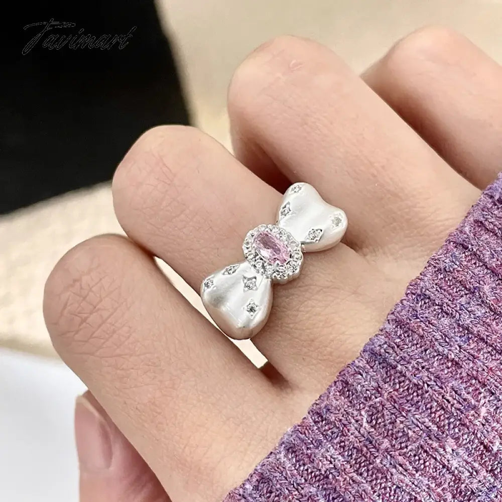 Sweet Zircon Star Bow Open Rings For Women 2024 New Luxury Fashion Designers Jewelry Ring