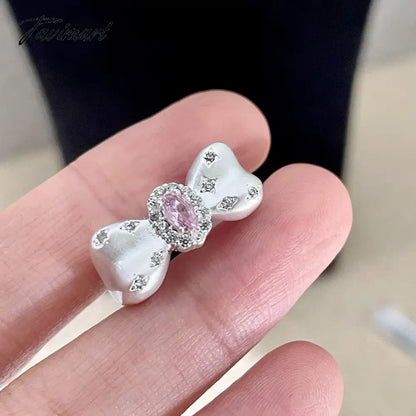 Sweet Zircon Star Bow Open Rings For Women 2024 New Luxury Fashion Designers Jewelry Ring