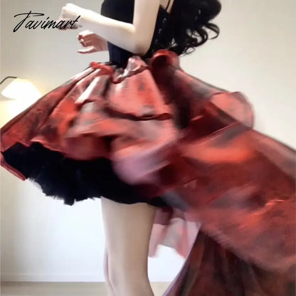 Trailing Skirt Small Red Slip Dress Mori Style