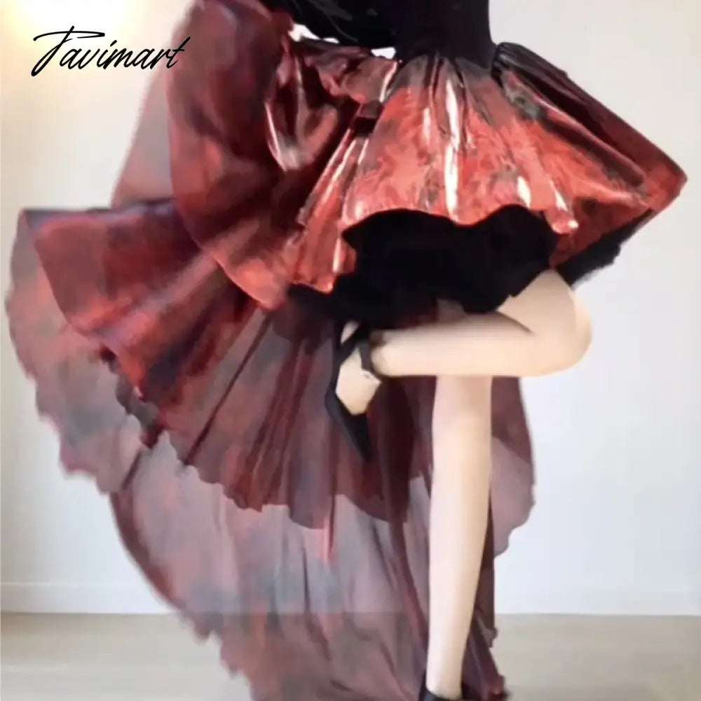 Trailing Skirt Small Red Slip Dress Mori Style