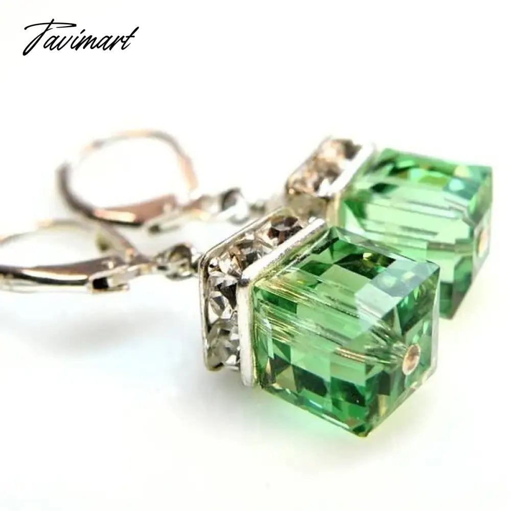 Trendy Silver Color Inlaid with Green Stones Drop Earring Women Shining Zircon Hook Dangle Earrings Wedding Jewelry