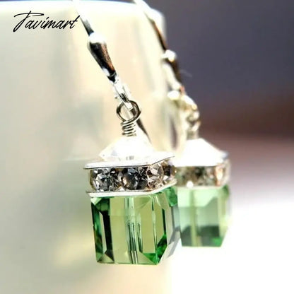 Trendy Silver Color Inlaid with Green Stones Drop Earring Women Shining Zircon Hook Dangle Earrings Wedding Jewelry
