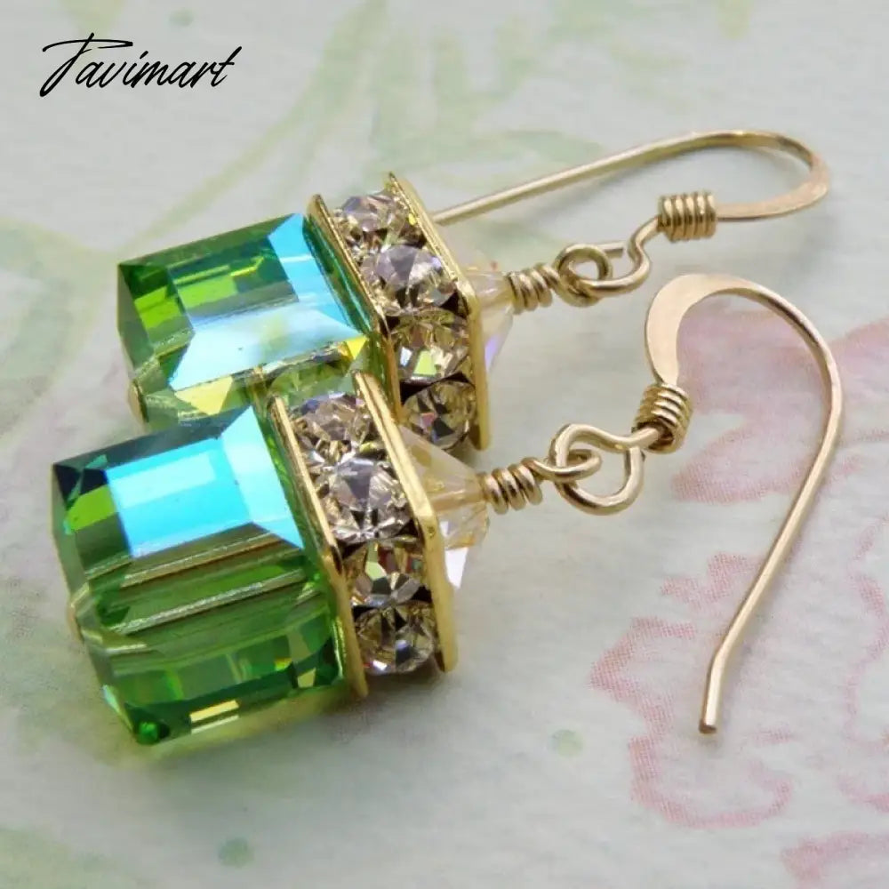 Trendy Silver Color Inlaid with Green Stones Drop Earring Women Shining Zircon Hook Dangle Earrings Wedding Jewelry
