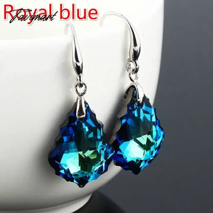 Trendy Silver Color Inlaid with Green Stones Drop Earring Women Shining Zircon Hook Dangle Earrings Wedding Jewelry