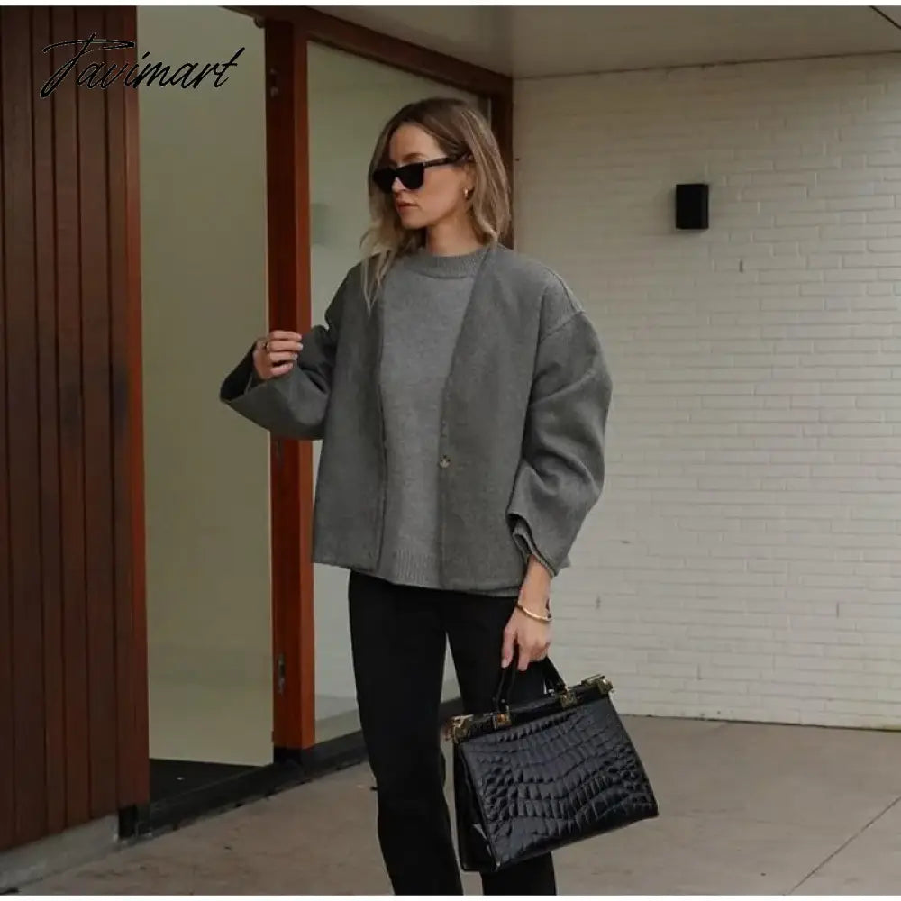 Turndown Collar Solid Jacket Autumn Women Long Sleeve Double Breasted Pocket Street Jackets Casual Female Split Office Outwear