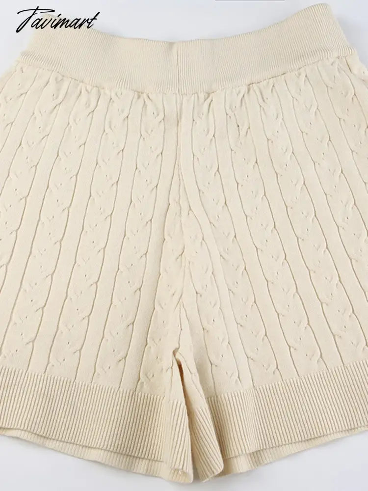 Twisted Flower Knitted Sweater Shorts 2 Pieces Set Woman Autumn Winter Long Sleeve Top Elastic High Waist Short Pant Y2k Sets