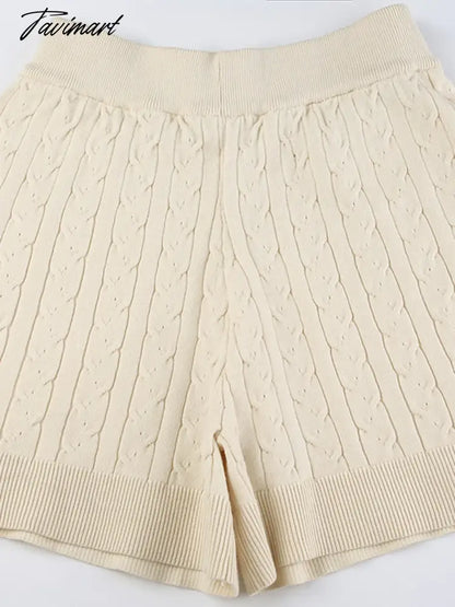Twisted Flower Knitted Sweater Shorts 2 Pieces Set Woman Autumn Winter Long Sleeve Top Elastic High Waist Short Pant Y2k Sets