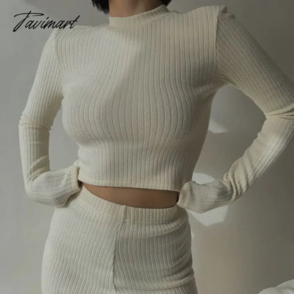 Two 2 Piece Sets Womens Outfits Tracksuits Sweatsuits Knitted Basic Crop Top High Waisted Casual Flare Pants Set Trousers Women