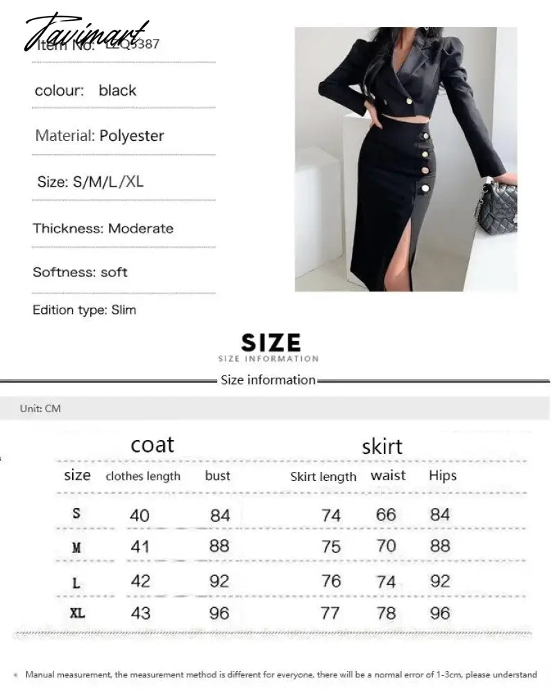 Two-piece women dress office suit short jacket slit long skirt sexy dresses elegant black two-piece Women's suits Two-piece