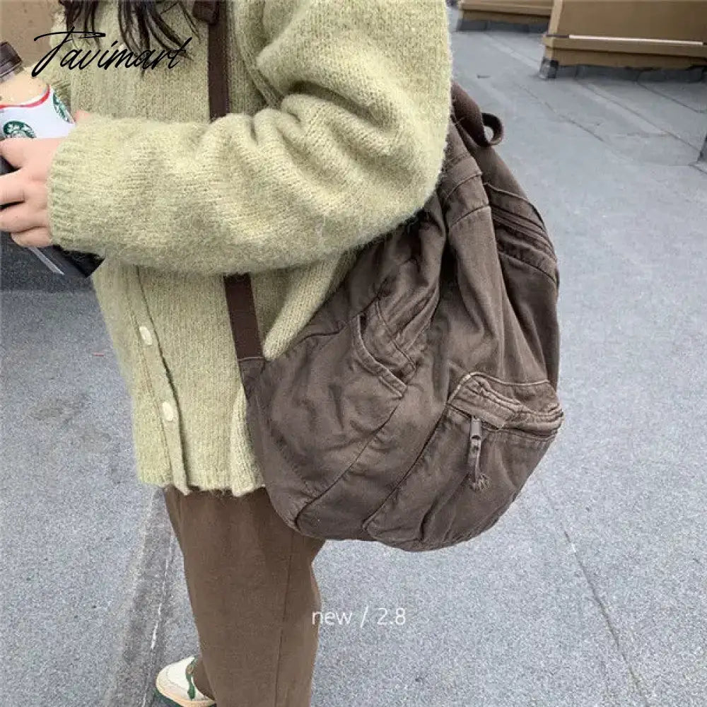 Vintage Backpack for Women Preppy Style Canvas Women Rucksack Zipper Casual Medium-Capacity European-American Style Female Bag