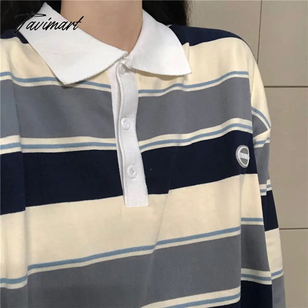Vintage College Sweatshirts With Polo Collar Long Sleeve Prep Teens Women y2k Aesthetic Streetwear