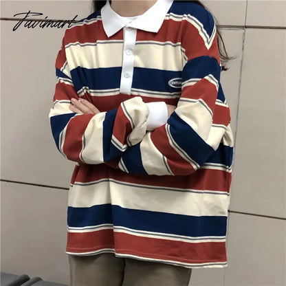 Vintage College Sweatshirts With Polo Collar Long Sleeve Prep Teens Women y2k Aesthetic Streetwear