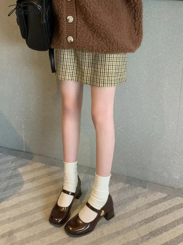 Vintage France Mary Janes Shoes Women Belt Buckle Casual Square Heel Shoes Female Holiday Temperament Leisure Shoes Summer