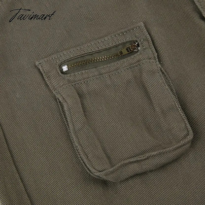 Vintage Green Cargo Pants Jeans Slim Drawstring Lace Pockets Casual Retro Fall High Waist Clothes Women