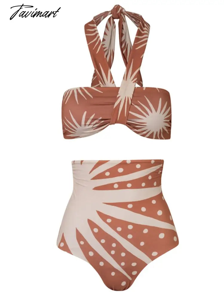 Vintage Halterneck Print Beach Bikini Summer Swiming Suit Luxury Shorts Bourkini Print Floral Tie Dye Lace Stripe