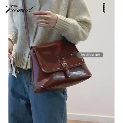 Vintage Red Classic Large Capacity New Handbag Casual Versatile Women's Shoulder Bags Luxury Designer Crossbody Bag Trend