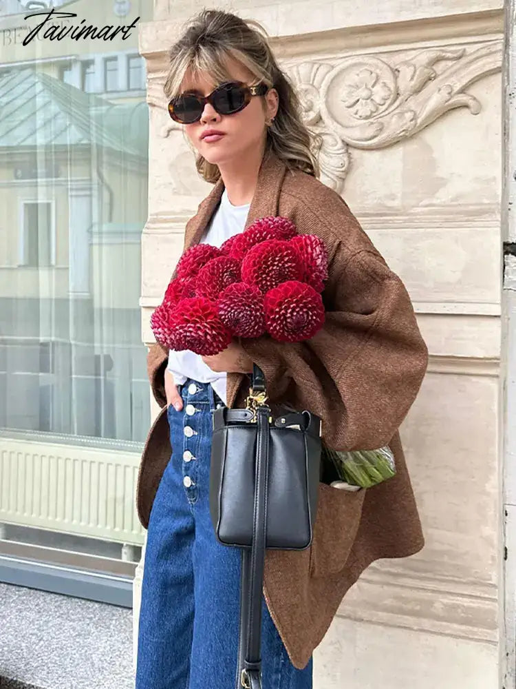 Vintage Solid Women's Pocket Blazer Fashion Lapel Long Sleeve Single Breasted Jacket Autumn Female Elegant Warm Coat