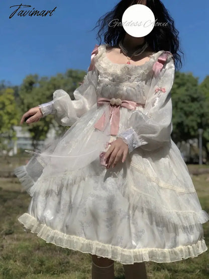 Vintage Victorian Lolita Princess Dress Women Elegant Sweet Flower Lace Bow Dancing Party Wedding Dresses Girly Lolita Vestidos