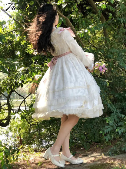 Vintage Victorian Lolita Princess Dress Women Elegant Sweet Flower Lace Bow Dancing Party Wedding Dresses Girly Lolita Vestidos
