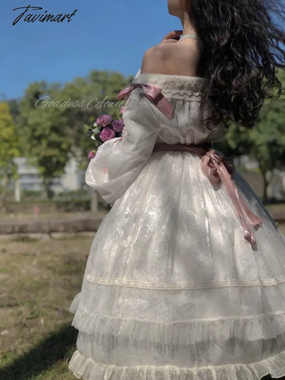 Vintage Victorian Lolita Princess Dress Women Elegant Sweet Flower Lace Bow Dancing Party Wedding Dresses Girly Lolita Vestidos