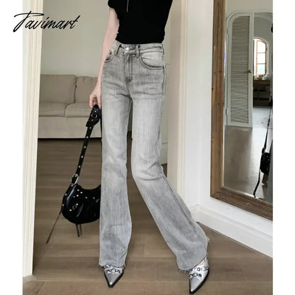 Vintage Washed Distressed Casual Jeans Women 2024 Spring New High Waist All Match Sexy Slim Denim Wide Leg Pants