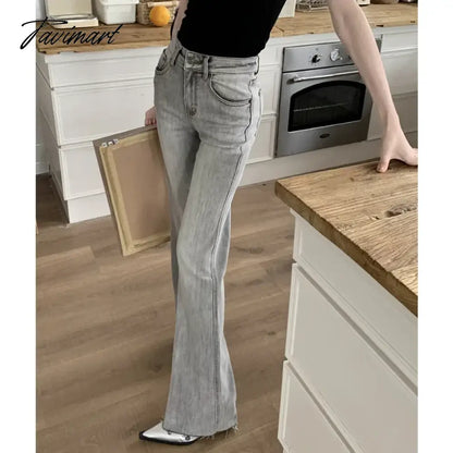 Vintage Washed Distressed Casual Jeans Women 2024 Spring New High Waist All Match Sexy Slim Denim Wide Leg Pants