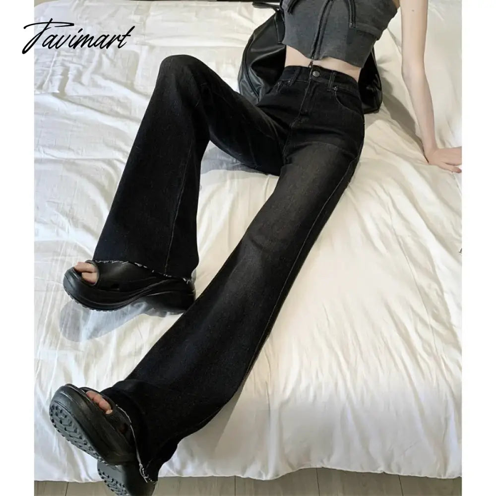 Vintage Washed Distressed Casual Jeans Women 2024 Spring New High Waist All Match Sexy Slim Denim Wide Leg Pants
