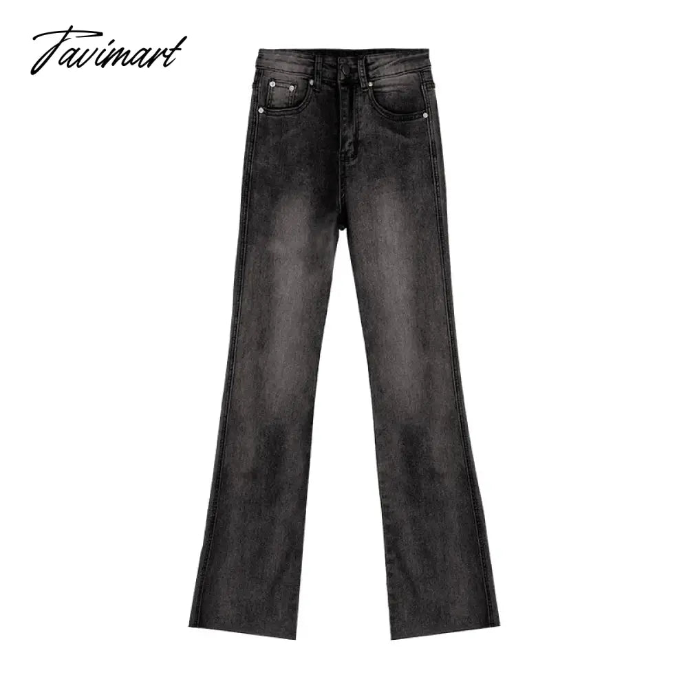 Vintage Washed Distressed Casual Jeans Women 2024 Spring New High Waist All Match Sexy Slim Denim Wide Leg Pants