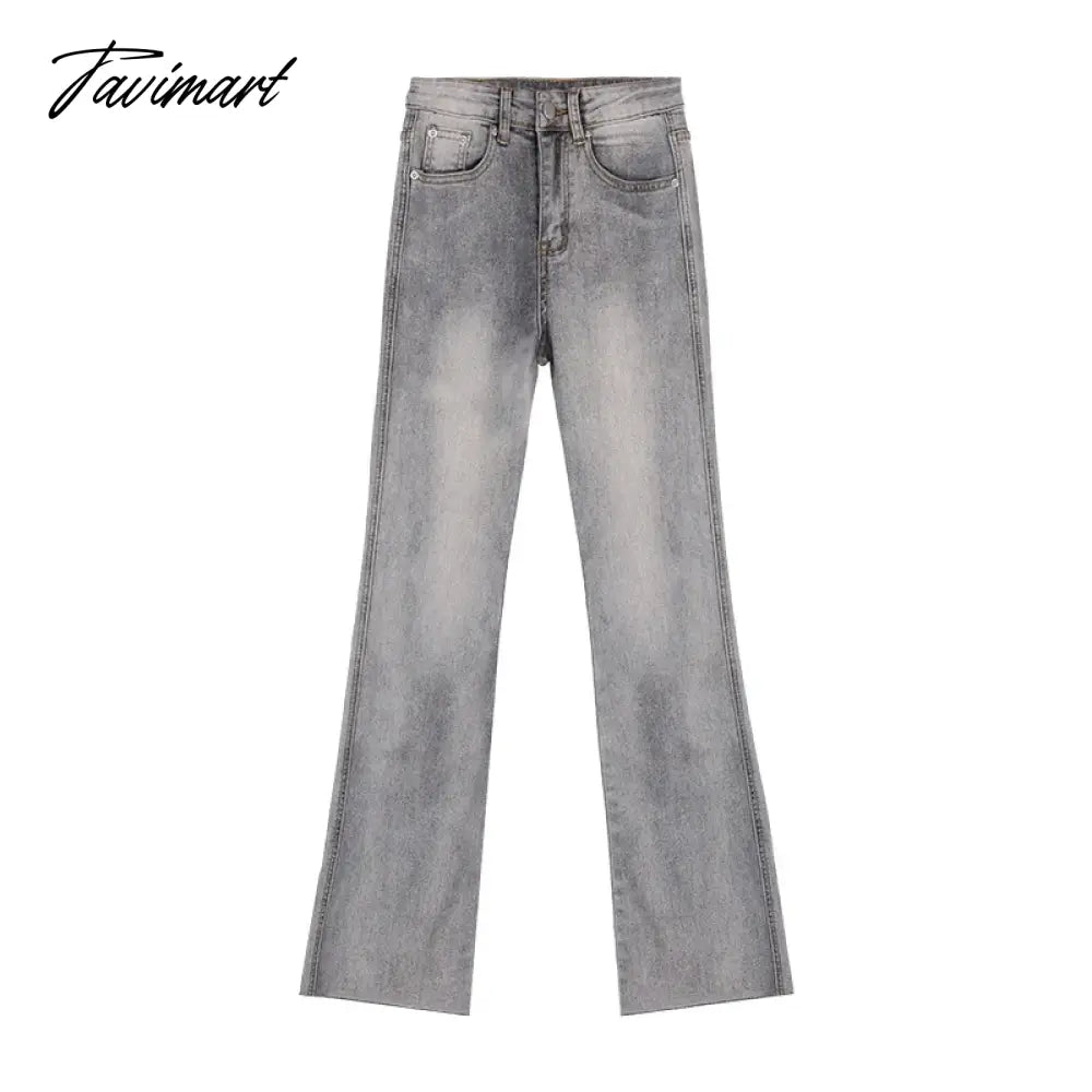 Vintage Washed Distressed Casual Jeans Women 2024 Spring New High Waist All Match Sexy Slim Denim Wide Leg Pants
