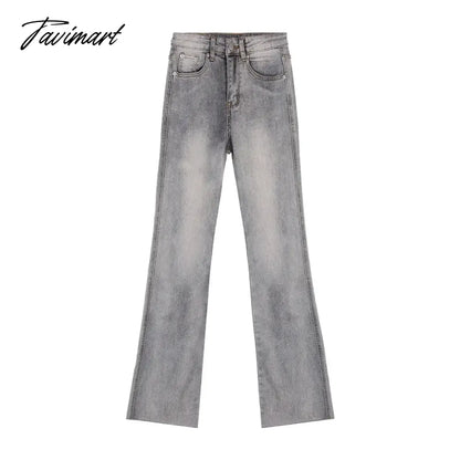 Vintage Washed Distressed Casual Jeans Women 2024 Spring New High Waist All Match Sexy Slim Denim Wide Leg Pants
