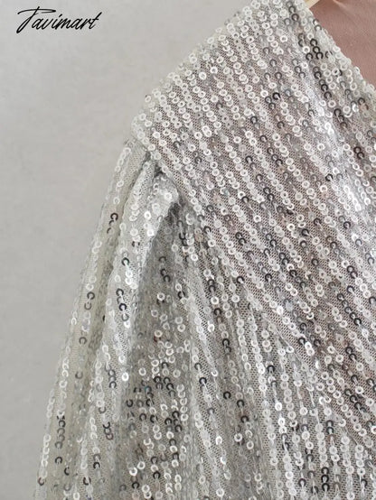 Vneck Blusas Long Sleeve Short Shirt Women Blouse Ins Fashion Blogger England Style Sequins Party Blouse Women And Tops