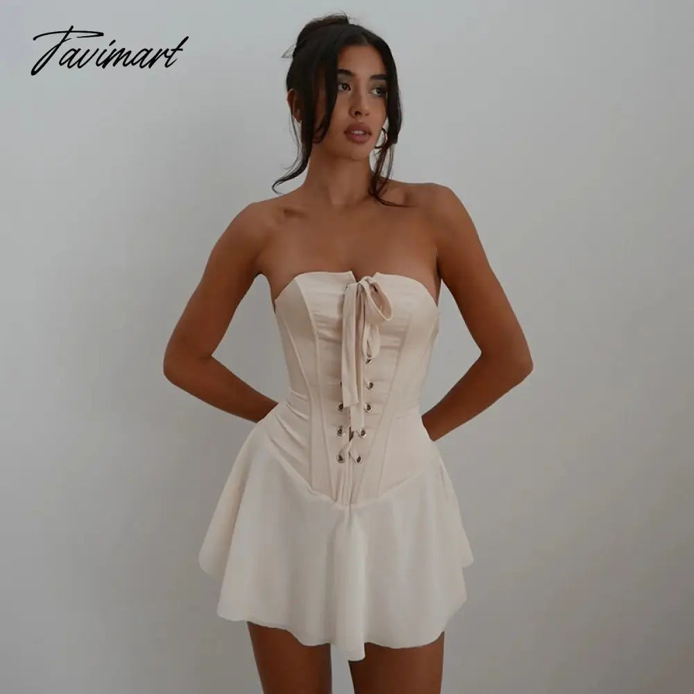 White Chiffon Strapless Backless Sexy Dress Women Bandage Bodycon Mini Summer Dress Elegant Casual Dresses Vestidos