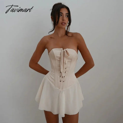 White Chiffon Strapless Backless Sexy Dress Women Bandage Bodycon Mini Summer Dress Elegant Casual Dresses Vestidos