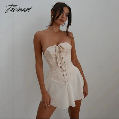 White Chiffon Strapless Backless Sexy Dress Women Bandage Bodycon Mini Summer Dress Elegant Casual Dresses Vestidos