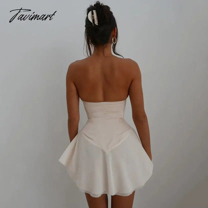 White Chiffon Strapless Backless Sexy Dress Women Bandage Bodycon Mini Summer Dress Elegant Casual Dresses Vestidos