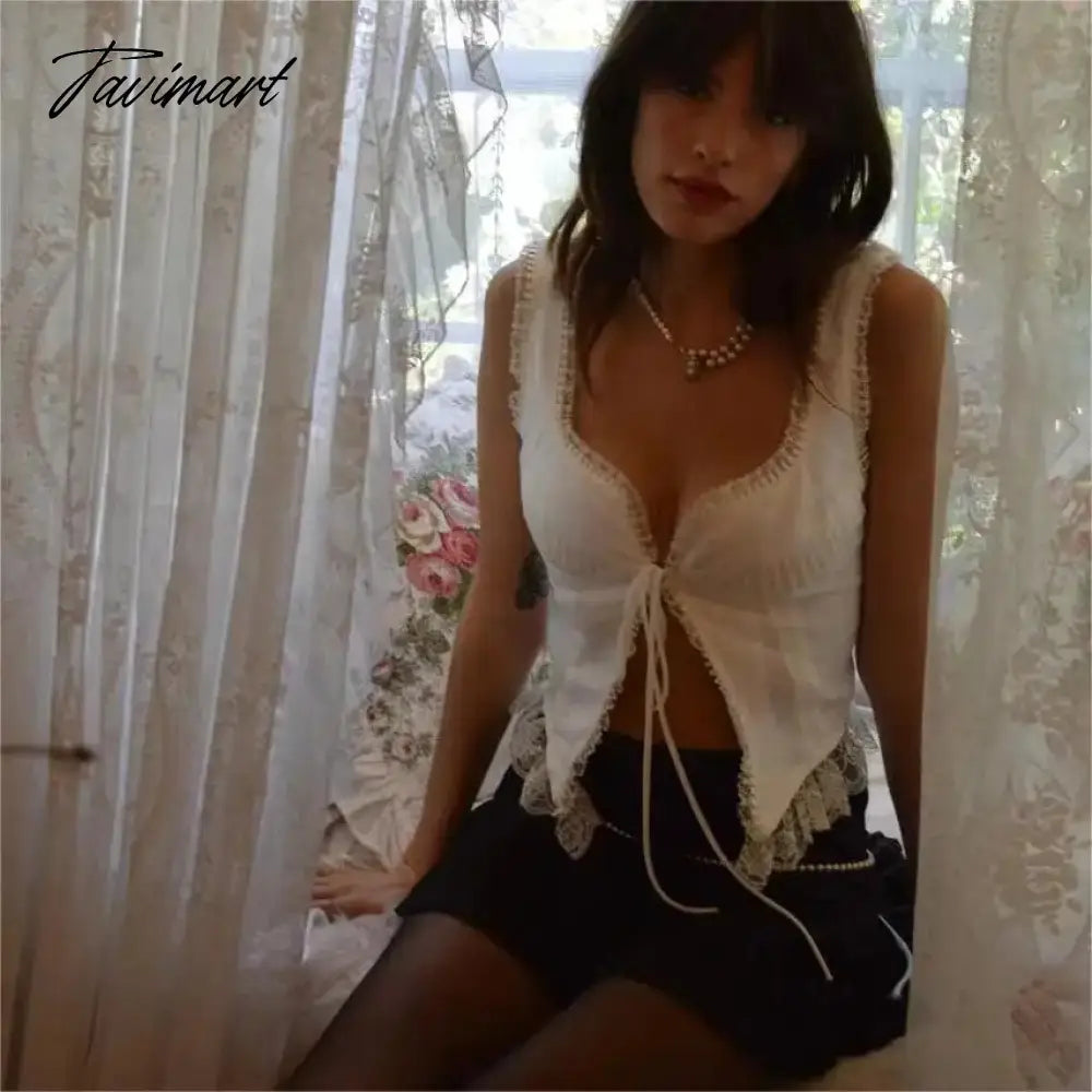 White lace crop tops women Summer y2k clothes white lace tank top for women cute tops elegant corset top lace korean streetwear