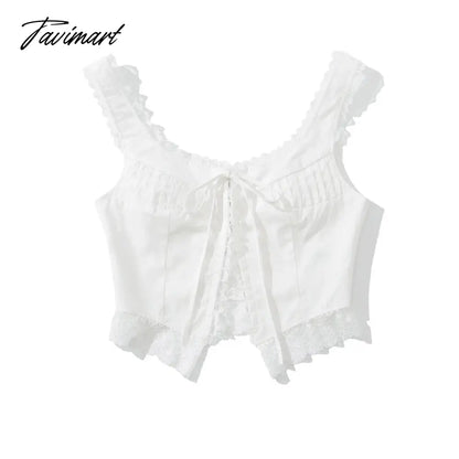 White lace crop tops women Summer y2k clothes white lace tank top for women cute tops elegant corset top lace korean streetwear
