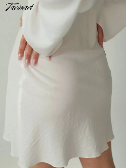 White Party Dress a Line Sexy Lace Up Fashion Elegant Female Clothing Long Sleeve v Neck Solid Color Summer New Arrivals