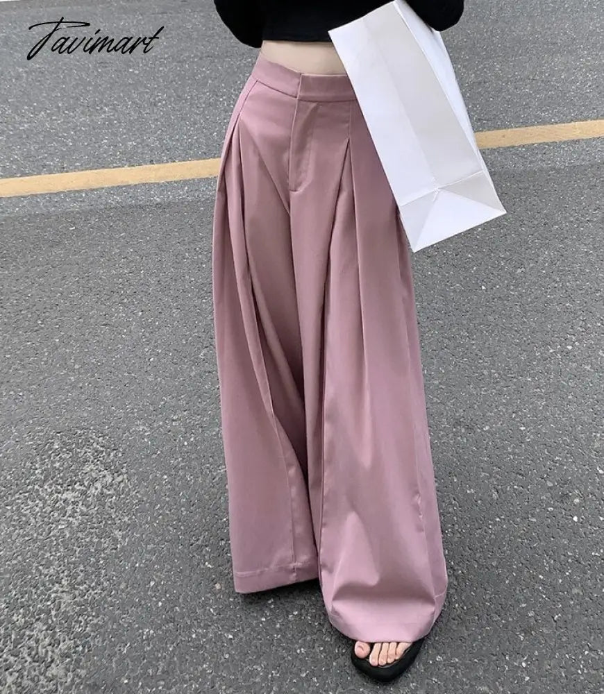 Wide Leg Women's Pants Vintage Office Lady Spring Summer Elegant Casual Trousers Female Work High Waist Pants W810