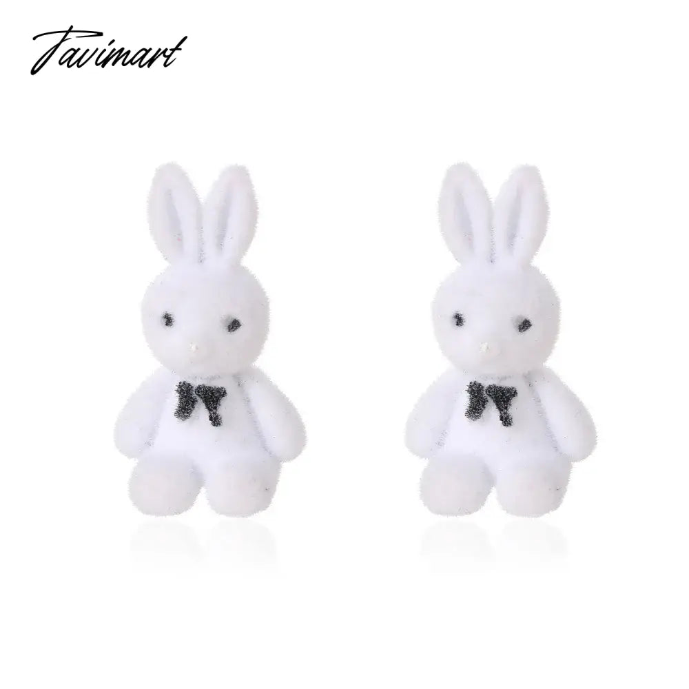 Winter Cute Flocking Bear Stud Earrings For Women Vintage Cartoon Kawaii Plush Rabbit Cat Animal Earring Kid Trend Jewelry