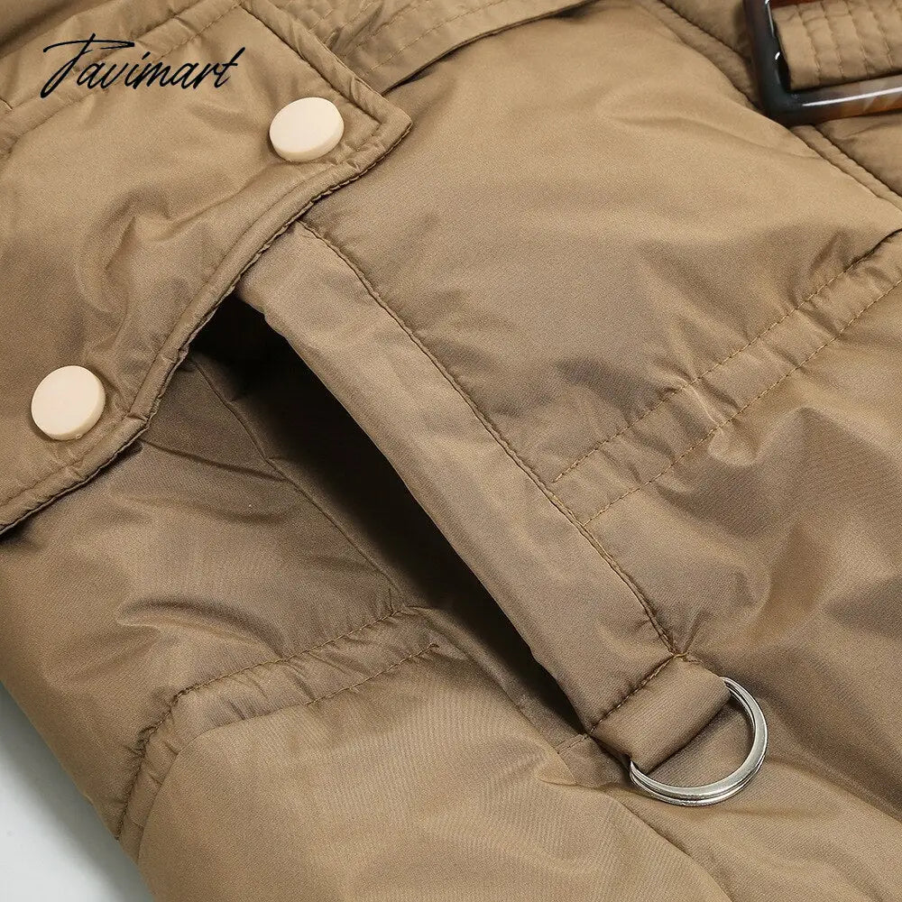Winter New Mid Length Down Cotton Coat Women Hooded Fur Collar Solid Color Slim Long Coat Female Fashion Elegant Warm Coat