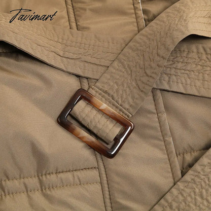 Winter New Mid Length Down Cotton Coat Women Hooded Fur Collar Solid Color Slim Long Coat Female Fashion Elegant Warm Coat