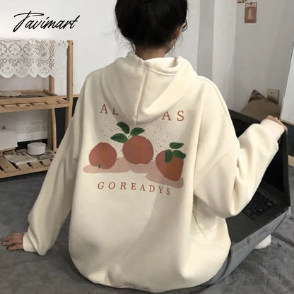 Winter Sweet Warm Hoodie Women Cartoon Print Casual Kawaii Pullover Hoody Female Korean Oversized Thick Pullover Tops New