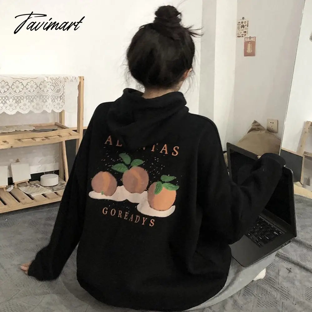 Winter Sweet Warm Hoodie Women Cartoon Print Casual Kawaii Pullover Hoody Female Korean Oversized Thick Pullover Tops New