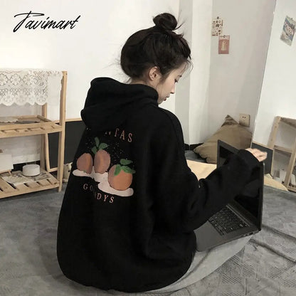 Winter Sweet Warm Hoodie Women Cartoon Print Casual Kawaii Pullover Hoody Female Korean Oversized Thick Pullover Tops New