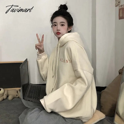Winter Sweet Warm Hoodie Women Cartoon Print Casual Kawaii Pullover Hoody Female Korean Oversized Thick Pullover Tops New