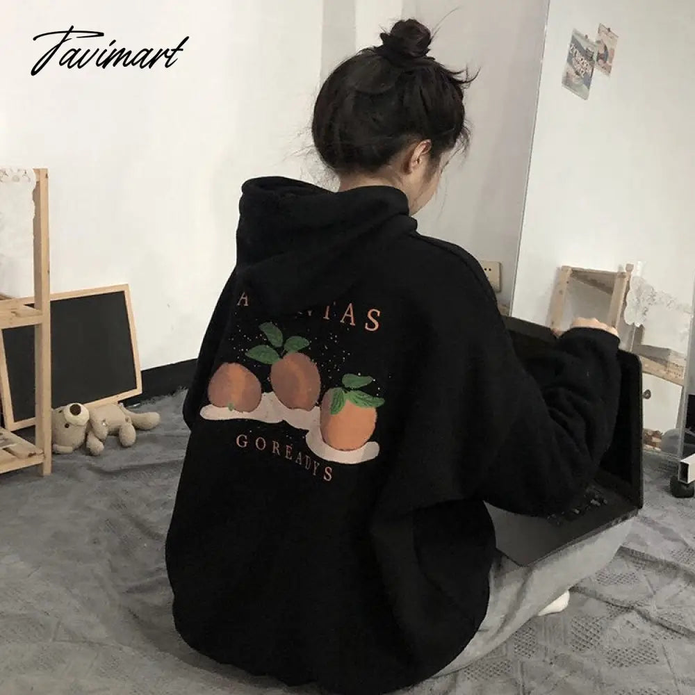 Winter Sweet Warm Hoodie Women Cartoon Print Casual Kawaii Pullover Hoody Female Korean Oversized Thick Pullover Tops New